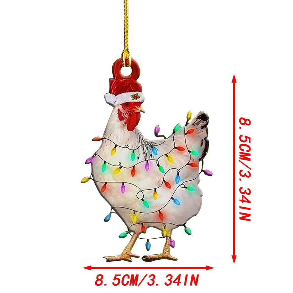 🎄2021 Christmas Ornament Light-Up Chicken with Scarf Holiday Decoration