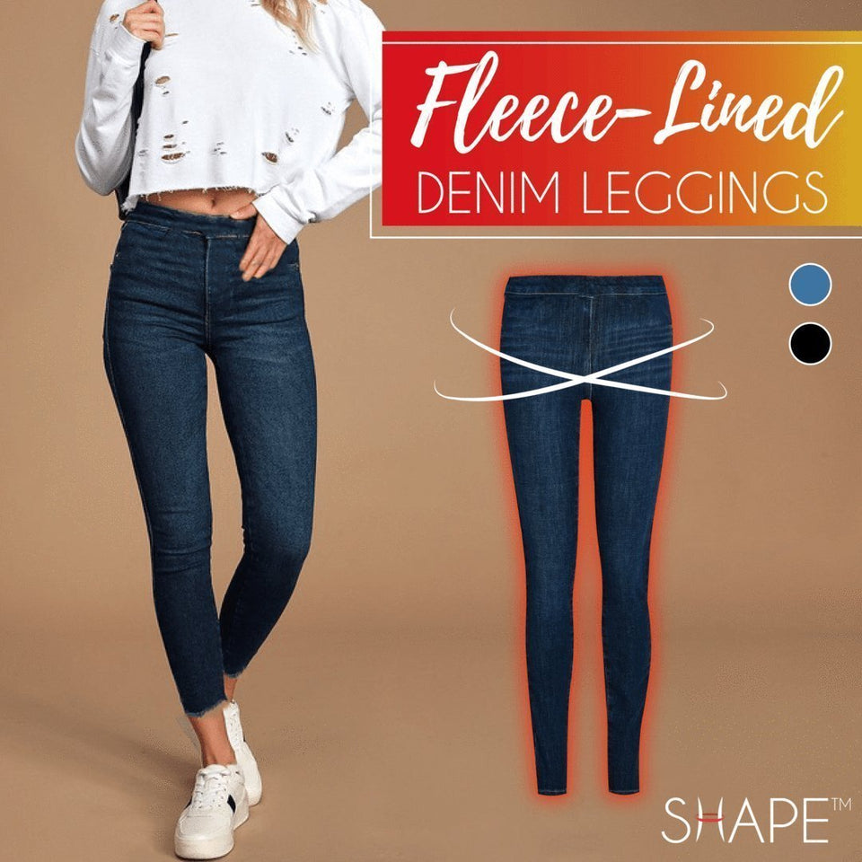 Fleece-Lined Denim Leggings